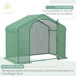 6' x 3' x 5' Portable Walk-in Greenhouse, PE Cover, Steel Frame Garden Hot House, Zipper Door, Top Vent for Flowers, Vegetables, Saplings, Tropical Plants, Green - Image 4