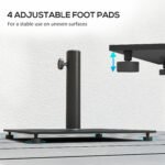 Square Patio Umbrella Base, 29 lbs Metal Umbrella Stand Base with Adjustable Foot Pads, Heavy Duty Patio Umbrella Holder for 1.5"/1.9" Umbrella Poles for Outdoor, Lawn, Poolside - Image 6