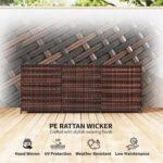 175 Gallon Outdoor Storage Box with Inner Liner, PE Rattan Wicker Deck Box with Pneumatic Bar Lift, Mixed Brown - Image 7