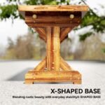 Rustic Outdoor Wooden Bench, Backless Garden Bench Patio Loveseat with X-Shape Base for Porch, Park, Carbonized - Image 7