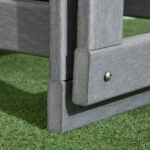 Patio Glider Bench w/ HDPE Slatted Double Rocking Chair, Light Gray - Image 7