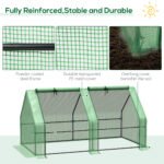 Portable Mini Greenhouse, Outdoor Garden with Large Zipper Doors and Water/UV PE Cover, 6' x 3' x 3', Green - Image 5
