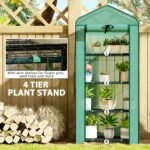 Mini Greenhouse with Screen Roof, 4 Tier Portable Small Greenhouse with High Strength PE Cover, Green - Image 6