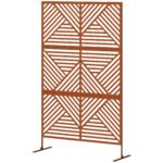 Decorative Privacy Fence Screen, Metal Outdoor Privacy Screen Climbing Plant Trellis with Stand, Rhombus Brown