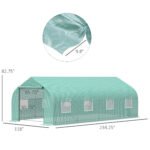 20' x 10' x 7' Outdoor Walk-in Greenhouse, Tunnel Green House with Roll-up Windows, Zippered Door, PE Cover, Heavy Duty Steel Frame, Green - Image 3