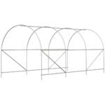 14.6' x 6.6' x 6.6' Walk-In Tunnel Greenhouse, Large Garden Hot House Kit with 6 Roll-up Windows & Roll Up Door, Steel Frame, White - Image 7