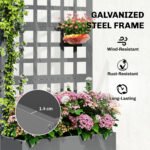 Galvanized Raised Garden Bed Planter Box with Trellis for Climbing Plants, Vegetable, Vines, 24" x 9" x 44.5", Gray - Image 4