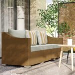 Rattan Wicker 3 Seater Patio Couch with Cushions, 2 Throw Pillows, Outdoor Furniture Rattan Sofa, Light Gray - Image 2