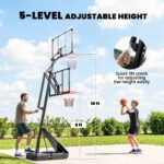 Portable Basketball Hoop Outdoor, 8-10ft Adjustable Basketball Goal, 47 Inch Shatterproof Backboard, Hand-Crank Lift - Image 4