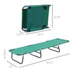 Folding Patio Lounge Chair, Outdoor Sun Tanning Chair, 5-level Adjustable Back, Chaise Pool Breathable Chair with Steel Frame, for Beach, Yard, Green - Image 3