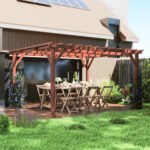 11' x 12.5' Outdoor Wood Pergola with Grape Trellis for Patio, Deck, Backyard, Lawn - Image 8