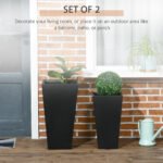 2-Pack Outdoor Planter Set, Flower Pots with Drainage Holes, Durable & Stackable Plant Pot, 22in & 18in, for Porch, Entryway, Patio, Yard, Garden, Black - Image 4