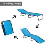 Foldable Chaise Lounge, 4-Position Reclining Back, Trifold Portable design and Breathable Mesh for Poolside,Camping, Hiking - Light Blue - Image 8
