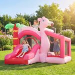 Inflatable Bounce House with Ball Pool, Basketball Hoop, Jumping Bouncy Castle with Blower for Indoor Outdoor, Pink - Image 2