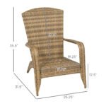 Patio Adirondack Chair with Rattan Wicker, Soft Cushions, Tall Curved Backrest for Deck or Garden, Dark Blue - Image 3