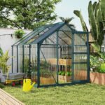 6x8 Greenhouse Polycarbonate Heavy Duty Patio Backyard, Dark Green - Image 8