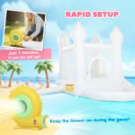 Inflatable Bounce House, 3-in-1 White Castle Bouncy House with Slide, Ball Pit and 370W Blower for Kids Ages 3-8, White - Image 6