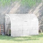 10' x 5' x 7' Outdoor Walk-In Greenhouse, Plant Nursery with Zippered Doors, PE Cover and 3 Wire Shelves, White - Image 2