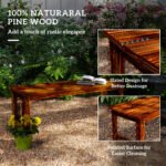 2-Seat Wood Garden Bench, Patio Bench Outdoor Bench with Slatted Seat, Backless Front Porch Bench for Park, Garden, Poolside, Deck, Carbonized - Image 5