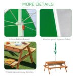 Kids 3 in 1 Sand and Water Table, Wooden Outdoor Convertible Picnic Table with Umbrella and Storage Inside, Bench Backyard Furniture for Garden, Patio, or Balcony - Image 7