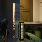 Solar Floor Lamp, Outdoor Rattan Garden Lantern Pathway Light & Decorative Driveway Lighting, Black - Image 2