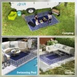 Reversible Outdoor Rug, Waterproof Plastic Straw with Carry Bag, 9' x 12', Blue & White Gourd Border - Image 5