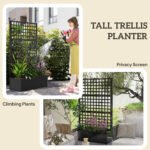 Galvanized Raised Garden Bed Planter Box with Trellis for Climbing Plants, Vegetable, Vines, 43" x 16" x 70", Black - Image 5