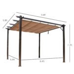 10' x 10' Outdoor Pergola Aluminum Gazebo w/ Retractable Canopy for Patio, Backyard, Party, Brown - Image 3