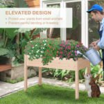 Raised Garden Bed with Legs, 48" x 22" x 30", Elevated Wooden Planter Box, Self-Draining with Bed Liner for Vegetables, Herbs, and Flowers Backyard, Patio, Balcony Use, Natural - Image 5