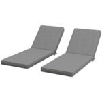 2-Piece Patio Chair Cushions with Backrests, Replacement Cushions for Outdoor Lounge Chair, Gray