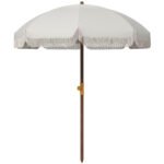 6.2' Beach Umbrella for Travel, Vent, Ruffles, Carry Bag, Portable Outdoor Umbrella for Garden, Blue Stripe - Image 9