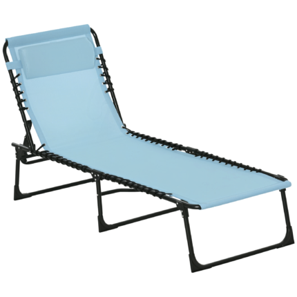Folding Chaise Lounge Pool Chair with 4-Position Reclining Back