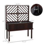 Elevated Wood Planter with Trellis for Climbing Plants, Raised Garden Bed with Legs and Drainage Holes, Carbonized - Image 3