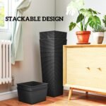 32 Inch Tall Planters for Outdoor Plants, Set of 2 Plastic Flower Pots with Drainage Holes, Black - Image 8