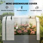 Galvanised Raised Garden Bed with Greenhouse Cover, Metal Elevated Garden Bed with Bed Liner, Bottom Shelf, Dark Gray - Image 4