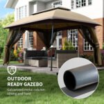 10' x 13' Patio Gazebo, Outdoor Gazebo Canopy Shelter with Netting, Vented Roof for Garden - Image 6