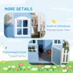 Wooden Playhouse for Kids Outdoor with Flower Pot Holders, Door, Windows, Service Stations for 3-7 Years, Blue - Image 7