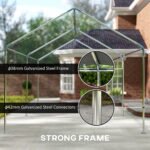 9.6' x 19.5' Carport Heavy Duty Galvanized Car Canopy w/ Included Anchor Kit, 3 Reinforced Steel Cables, Gray - Image 5