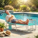 Tanning Chair with Face Hole, 5-Level Adjustable Outdoor Chaise Lounge Chair with Pillow for Beach, Pool, Light Green - Image 8