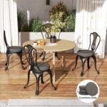 Patio Chair Cushions Set of 4 Round Seat Cushions for Dining Bistro Chairs Machine Washable, 15" x 15" x 3", Dark Gray - Image 2