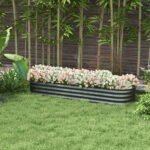 6.4' x 2' x 1' Galvanized Raised Garden Bed Kit, Metal Planter Box with Safety Edging, Dark Gray - Image 2