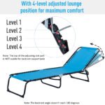 Foldable Chaise Lounge, 4-Position Reclining Back, Trifold Portable design and Breathable Mesh for Poolside,Camping, Hiking - Light Blue - Image 6