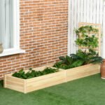 Wood Planter Box with Trellis for Climbing Plants, Raised Garden Bed for Outdoor Flowers Herbs, 91"x24"x43", Natural - Image 2