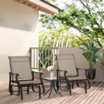 Outdoor Gliding Chairs Set Durable Compact for Patio, Bistro Tea Time, Perfect for Couples & Families, Gray - Image 7