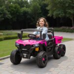 24V 4WD Kids Ride On Car with 6 Wheels Electric Ride On Car with Dump Bed, Remote for 3-8 Years, Pink - Image 2