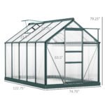 6' x 10' Greenhouse for Outdoors, Polycarbonate Greenhouse with Rain Gutter and Roof Vent, Aluminum Walk-in Green Houses for Outside for Patio Backyard Garden, Dark Green - Image 3