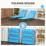 2 Piece Folding Chaise Lounge Chairs, Pool Sun Tanning Chairs with Reclining Back, Breathable Mesh Seat, Headrest for Beach, Yard, Patio, Blue - Image 5