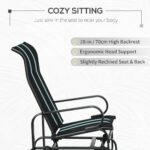 Outdoor Patio Sling Fabric Swing Glider Rocker Chair with Smooth Rocking Arms, Black - Image 5