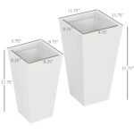 2-Pack Outdoor Planter Set, Flower Pots with Drainage Holes, Durable & Stackable Plant Pot, 22in & 18in, for Porch, Entryway, Patio, Yard, Garden, White - Image 3
