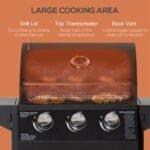 Outdoor 3 Burner Gas Grill Portable Barbecue w/ Wheels, Warming Rack, Shelves, Cabinet, Thermometer, Black - Image 5
